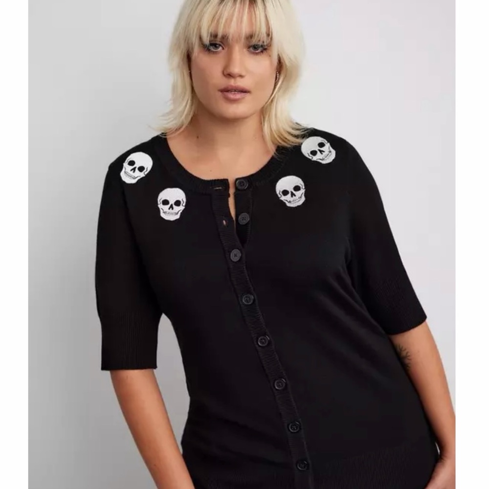 Torrid Black Skull Button-Up Cardigan